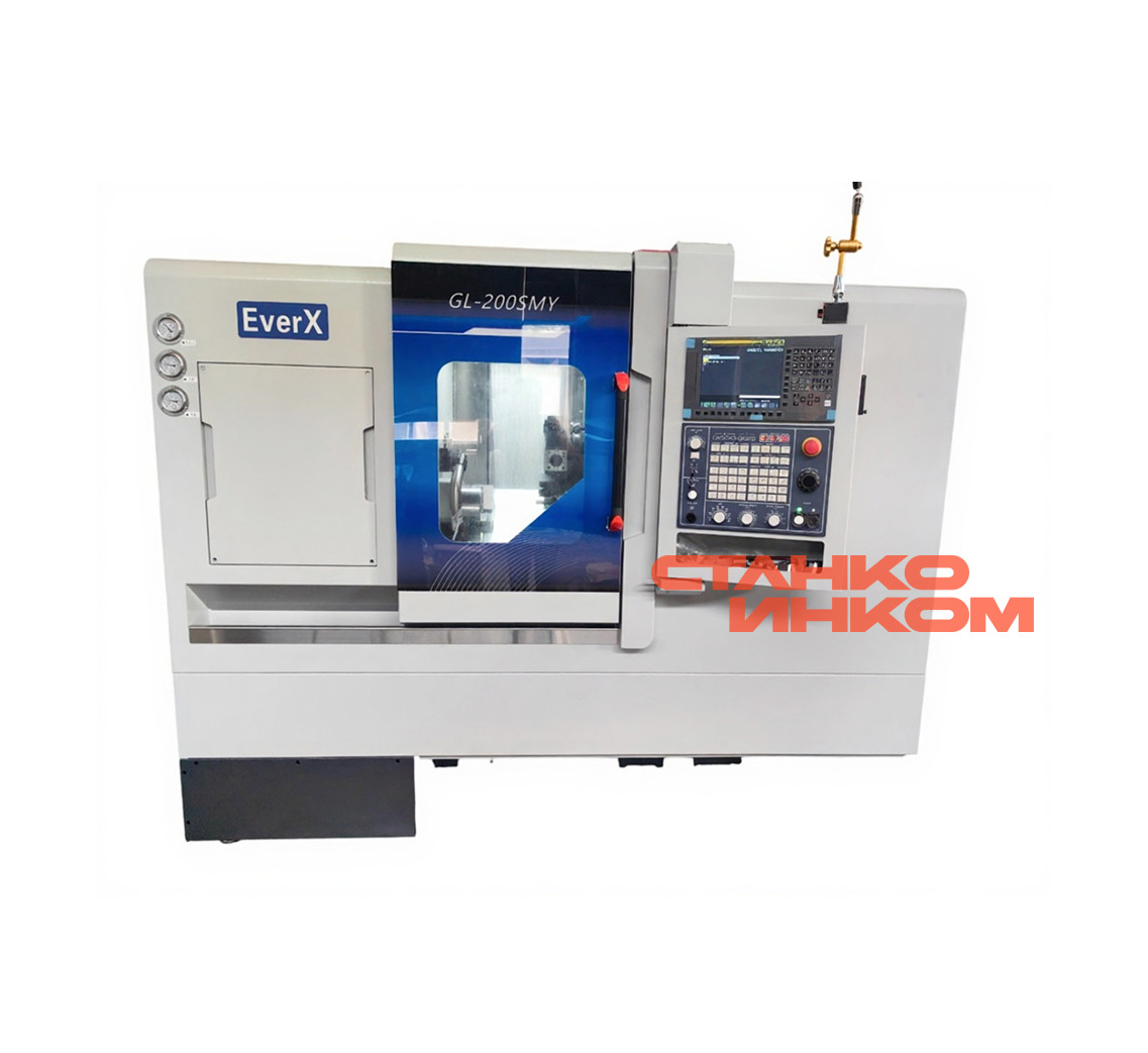 Токарный станок EverX GL200SMY с приводным инструментом и осью Y и противошпинделем Токарный станок EverX GL200SMY с приводным инструментом и осью Y и противошпинделем