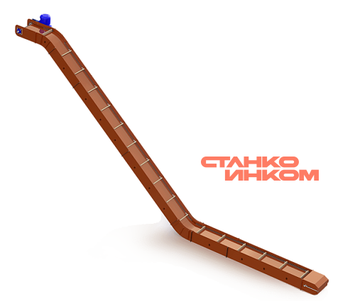 Транспортер скребковый для перемещения обрези и опилок Z образные