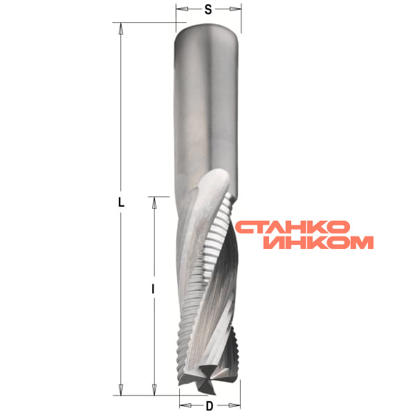 Серия 197 z4 (2+2r) спиральные фрезы со стружколомом верхний рез Серия 197 z4 (2+2r) спиральные фрезы со стружколомом верхний рез