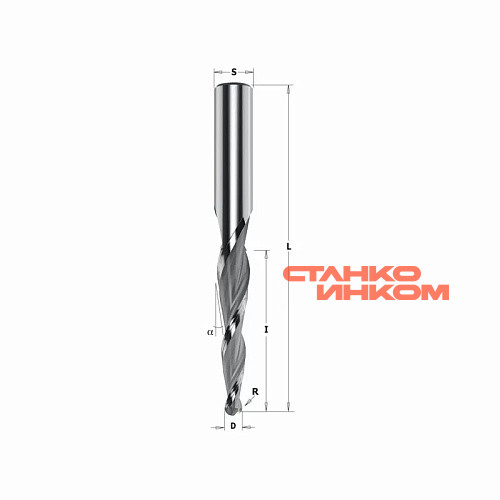 Фреза спиральная конусная для 3D фрезерования L=120 R=1,0 Z=3 S=12 RH CMT
