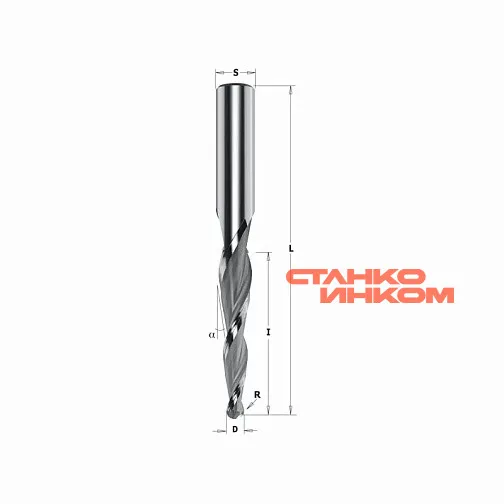 Фреза спиральная конусная для 3D фрезерования L=120 R=1,0 Z=3 S=12 RH CMT