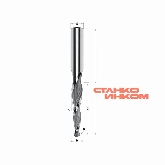 Фреза спиральная конусная для 3D фрезерования L=120 R=1,0 Z=3 S=12 RH CMT